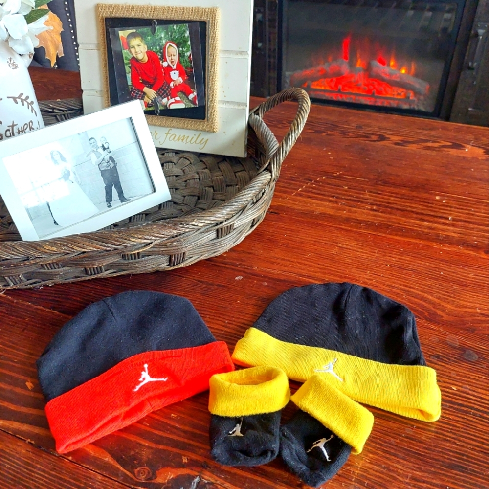 Baby Jordan Hats (2) & socks.
